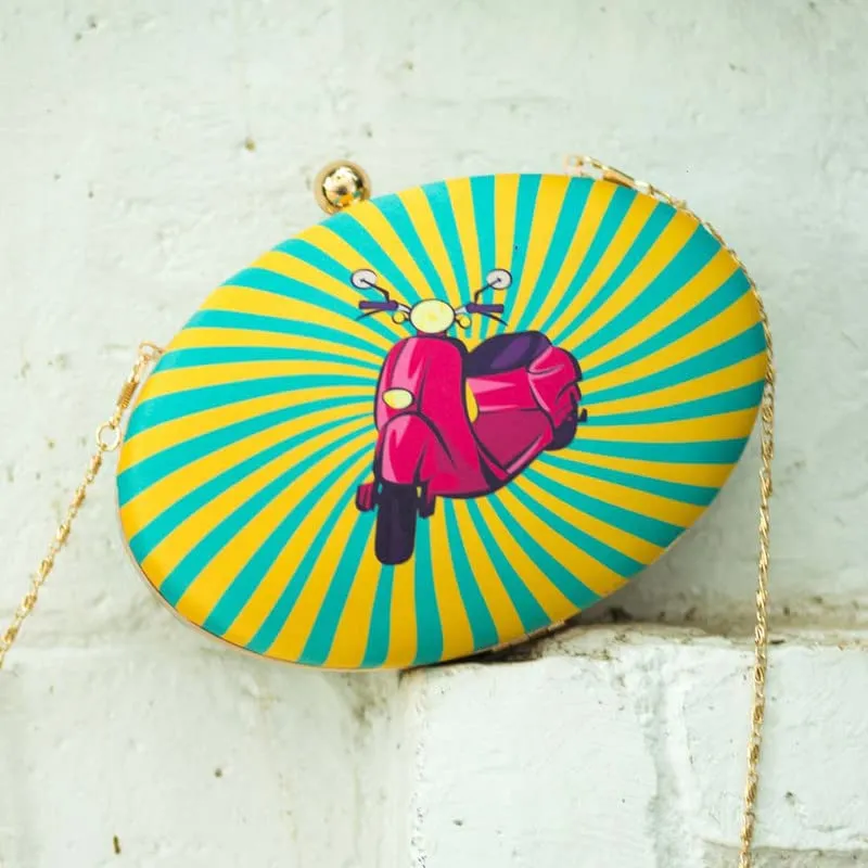 Artklim Quirky Scooty Printed Clutch