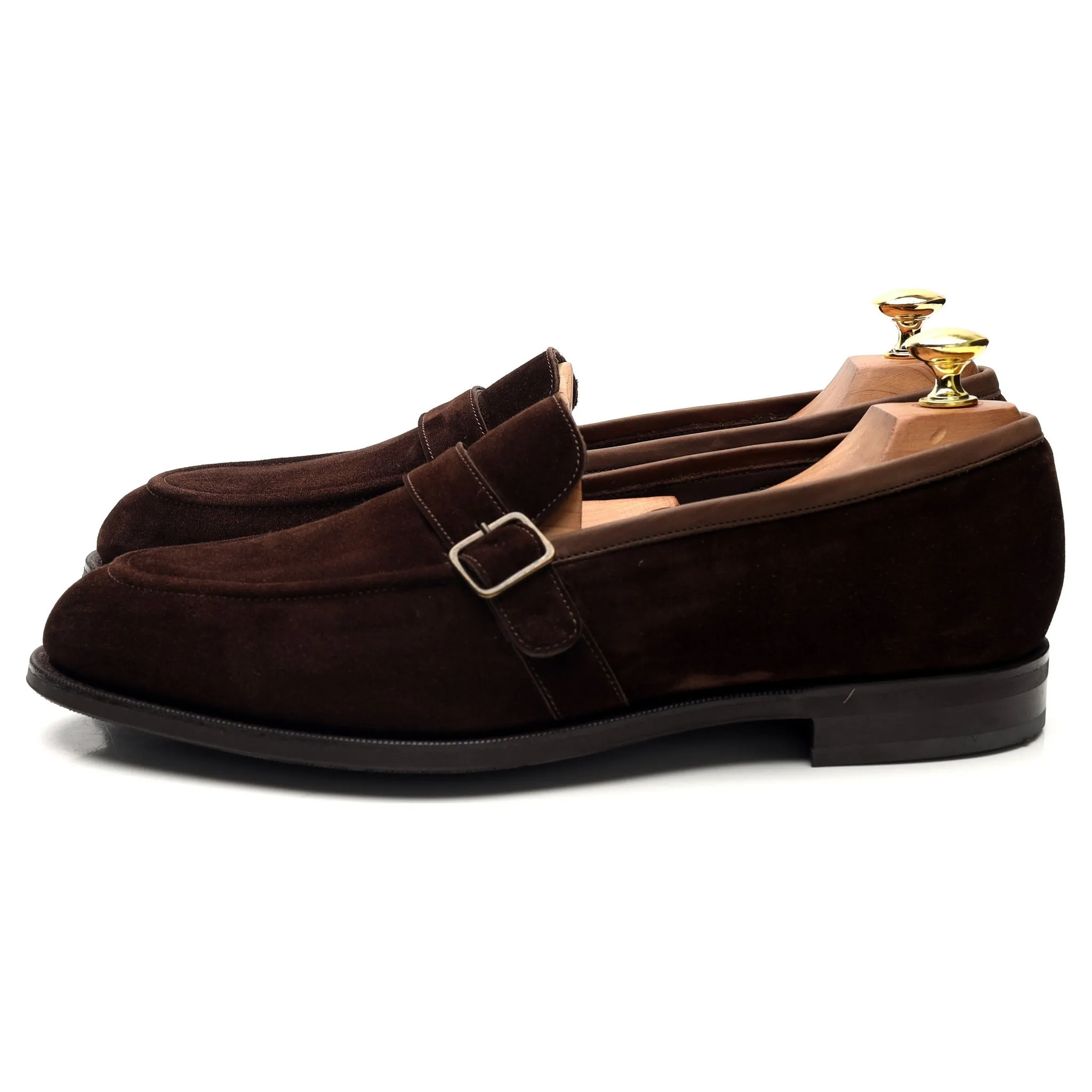 'Bath' Dark Brown Suede Monk Strap Loafers UK 8.5 E