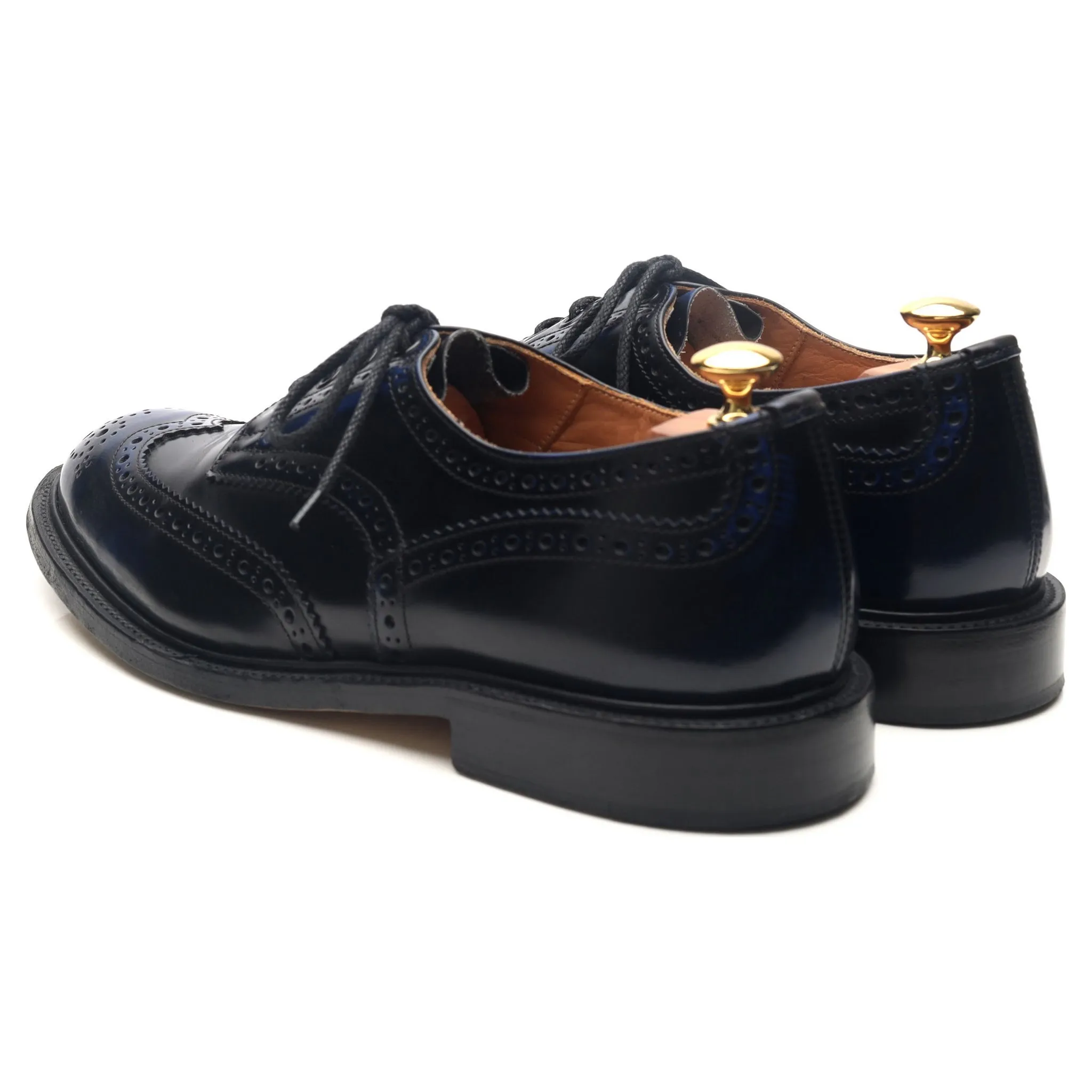 'Bourton' Navy Blue Leather Derby Brogues UK 9.5