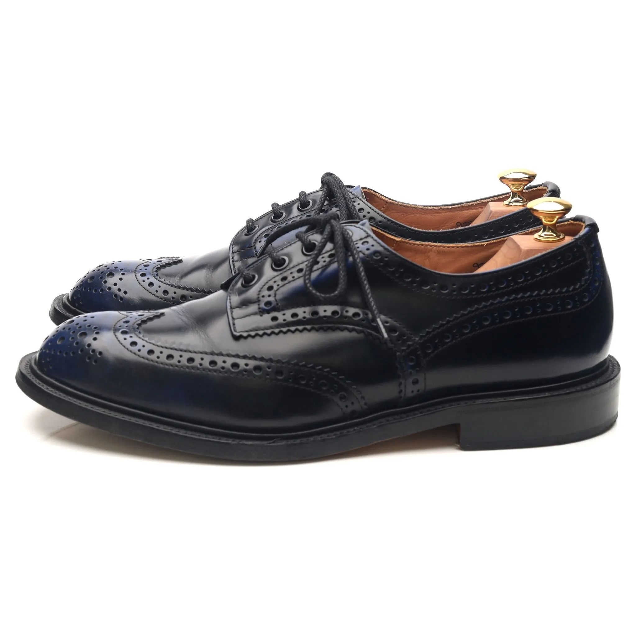 'Bourton' Navy Blue Leather Derby Brogues UK 9.5