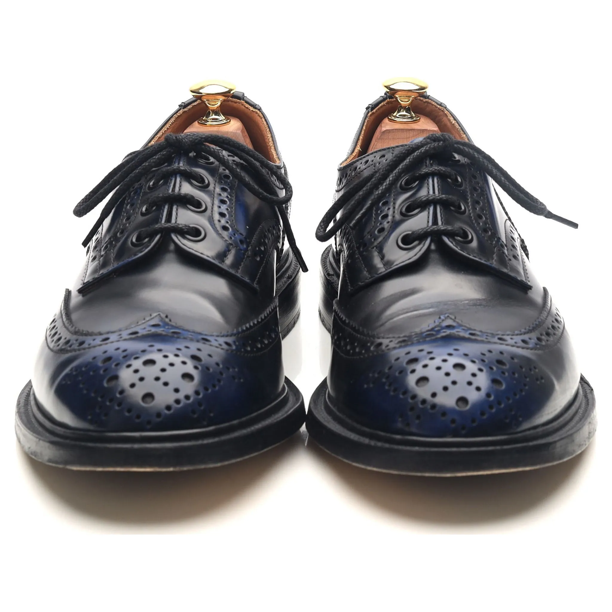 'Bourton' Navy Blue Leather Derby Brogues UK 9.5