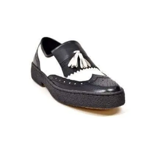 British Walkers Detroit Men's Black and White Leather Oxfords