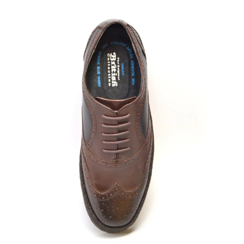 British Walkers Playboy Original Wingtips Men's Navy & Brown Leather Oxfords