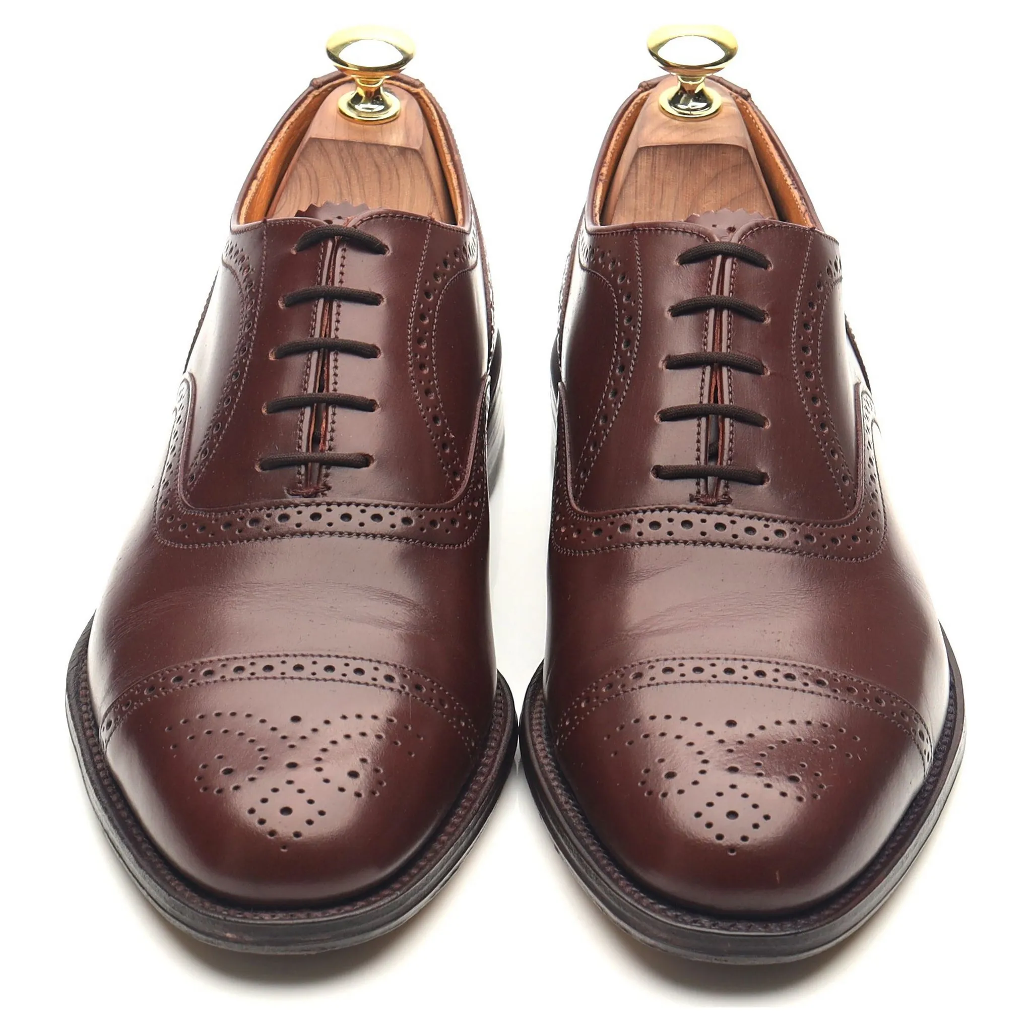 Burgundy Leather Oxford Semi Brogues UK 7 F