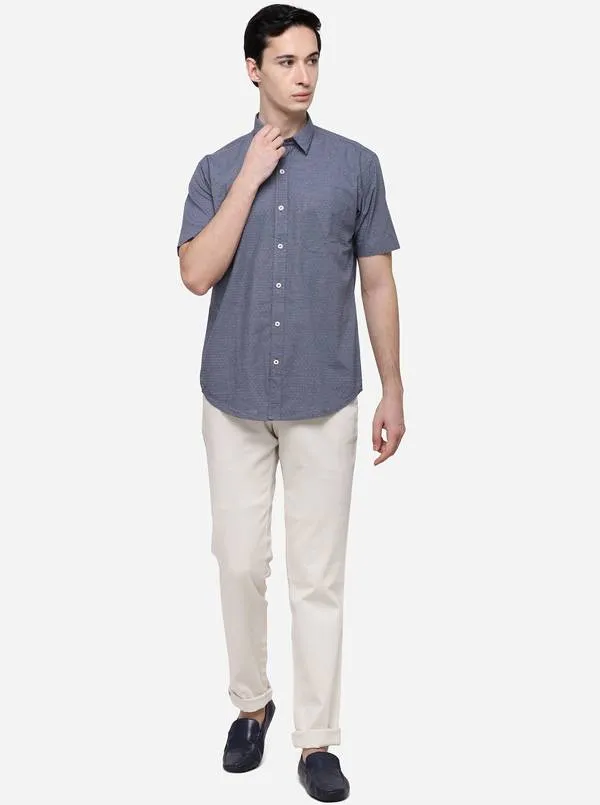 Charcoal Grey Classic Fit Printed Casual Shirt | Greenfibre