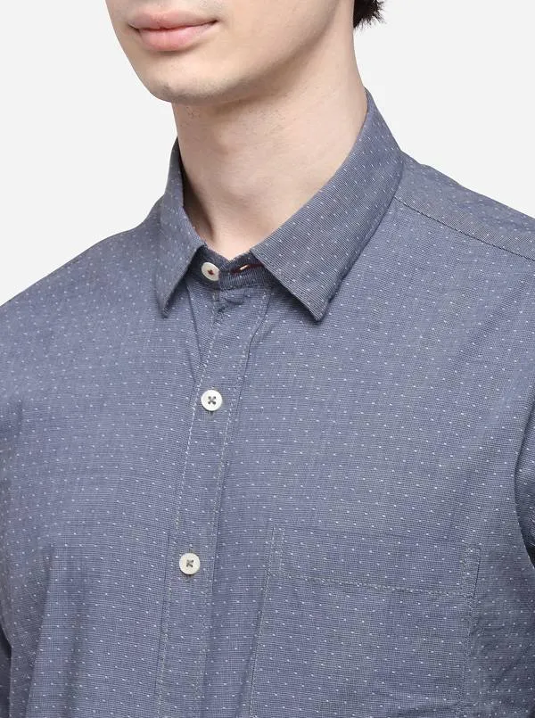 Charcoal Grey Classic Fit Printed Casual Shirt | Greenfibre