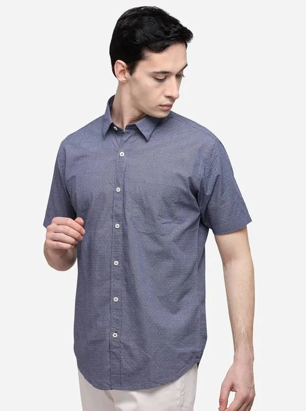 Charcoal Grey Classic Fit Printed Casual Shirt | Greenfibre