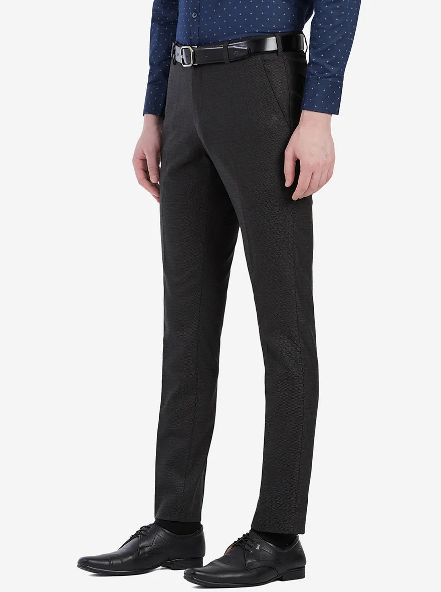 Coal Black Solid Super Slim Fit Formal Trouser | JadeBlue