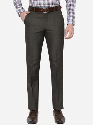 Coffee Brown Solid Slim Fit Formal Trouser | Greenfibre