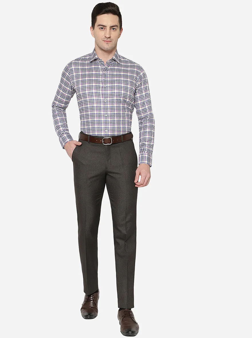 Coffee Brown Solid Slim Fit Formal Trouser | Greenfibre