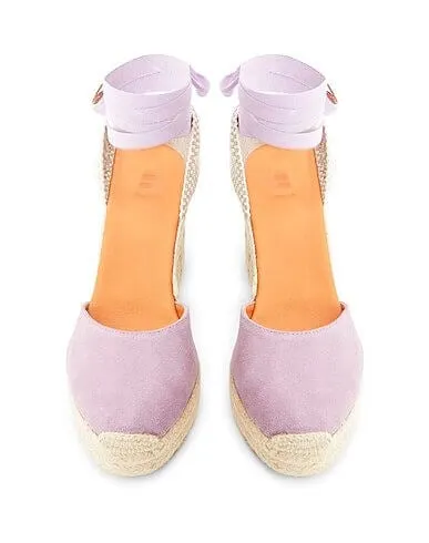 Espadrilles 8 by Yoox Suede Essential Wedge, lilac