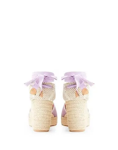 Espadrilles 8 by Yoox Suede Essential Wedge, lilac