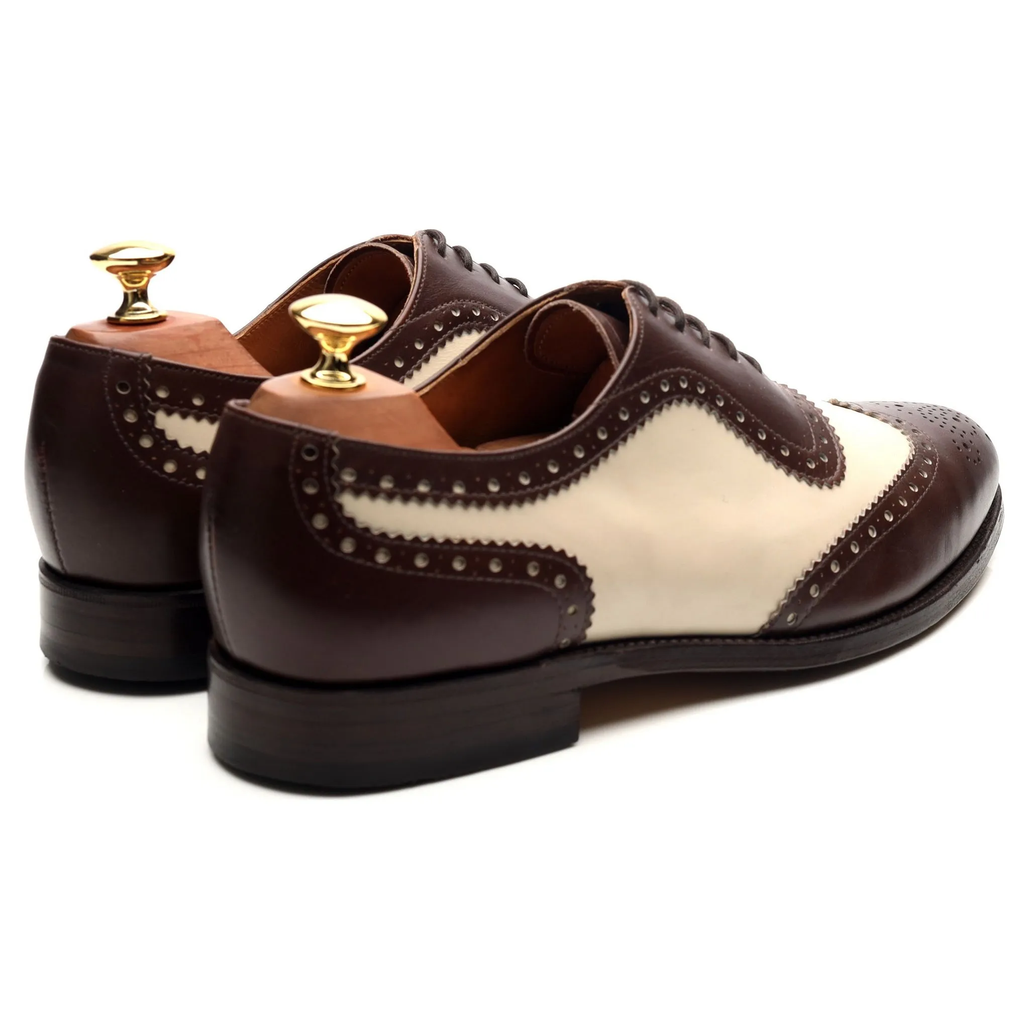 'Fitzgerald' Dark Brown Brown White Leather Spectator Brogues UK 9 FX