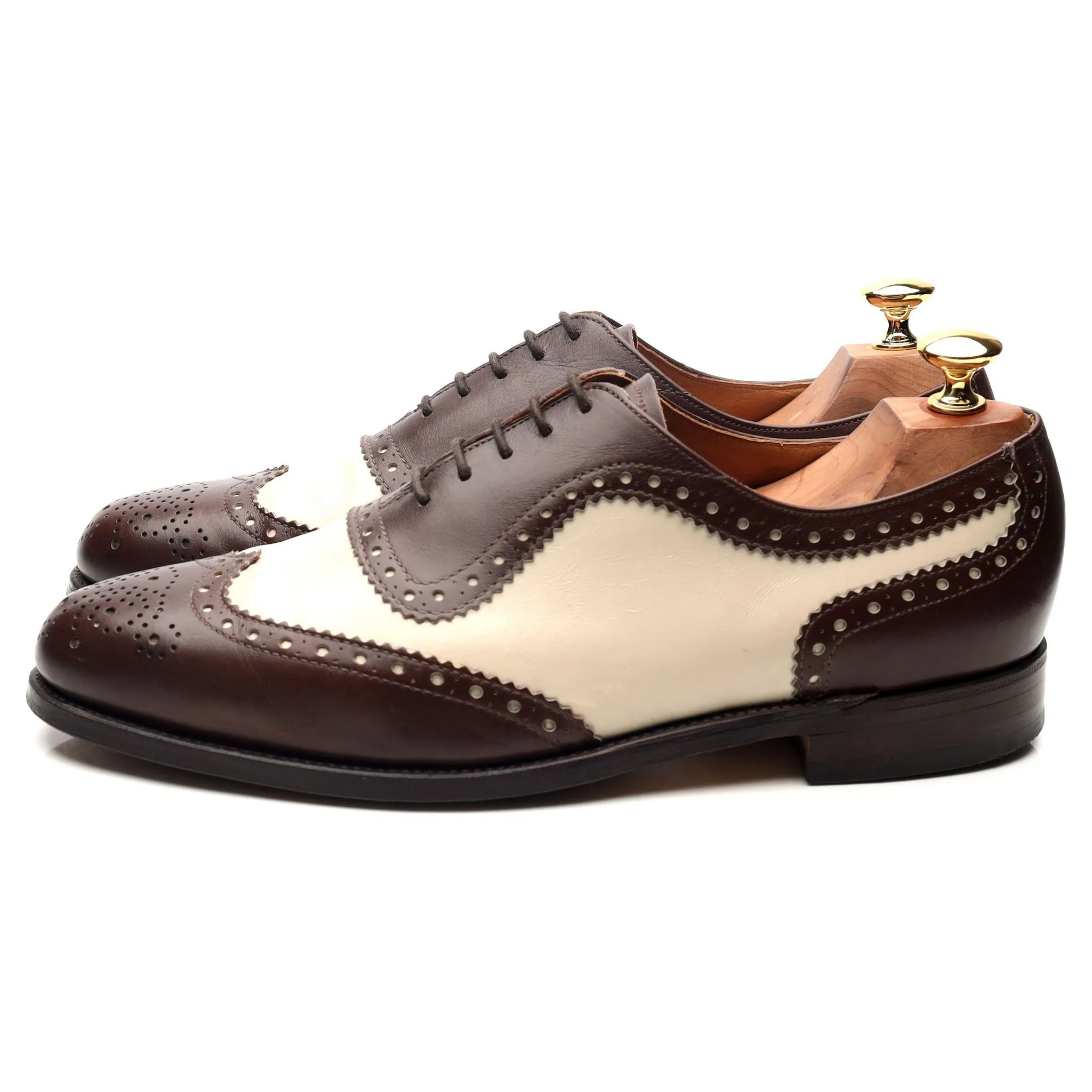 'Fitzgerald' Dark Brown Brown White Leather Spectator Brogues UK 9 FX