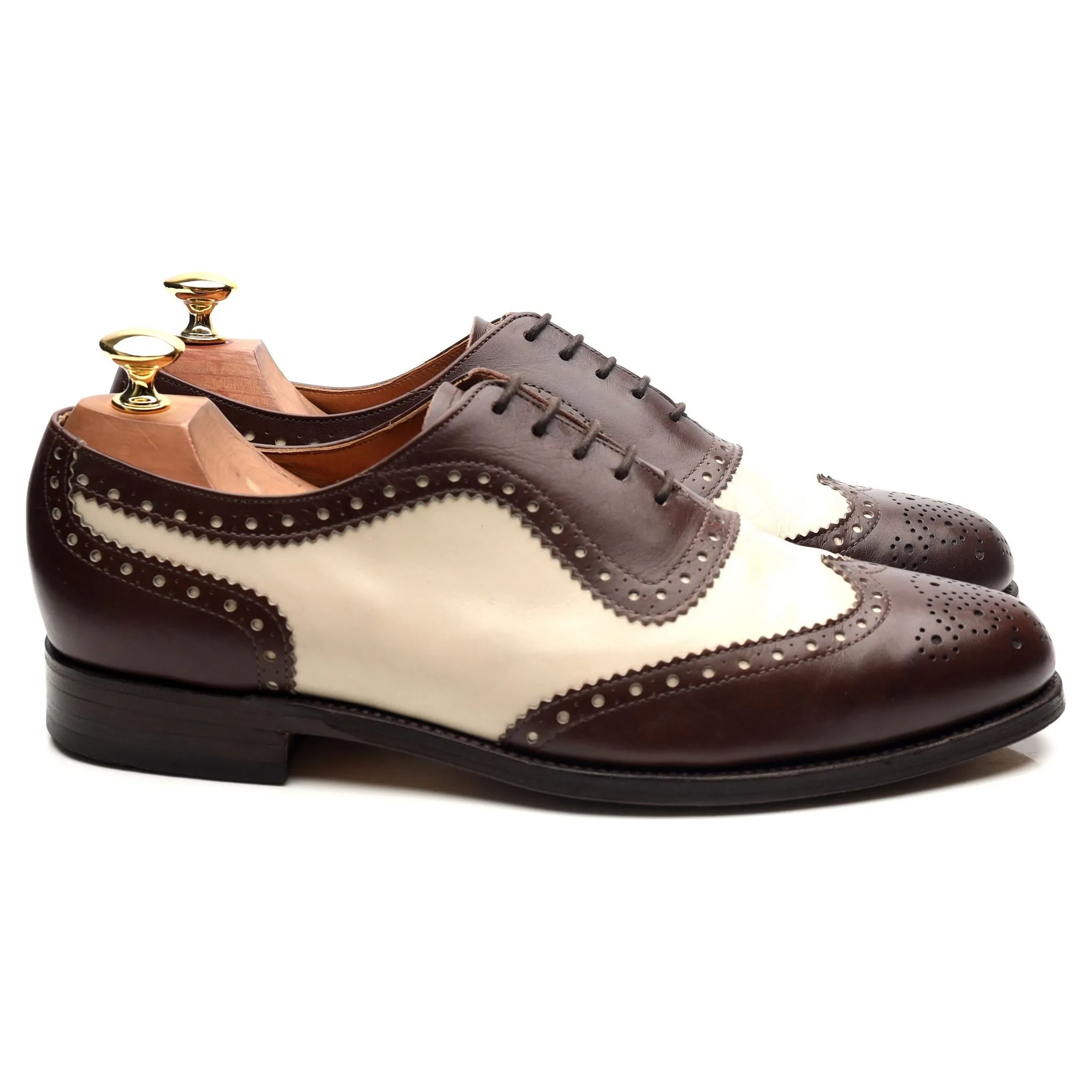 'Fitzgerald' Dark Brown Brown White Leather Spectator Brogues UK 9 FX