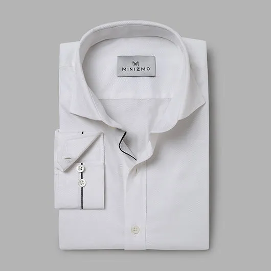 Floyd White Cotton Shirt With Black Detailing