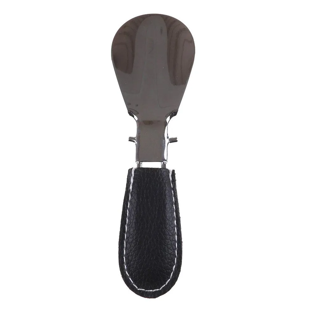 Foldable Tavel Metal Shoehorn With Leather Handle