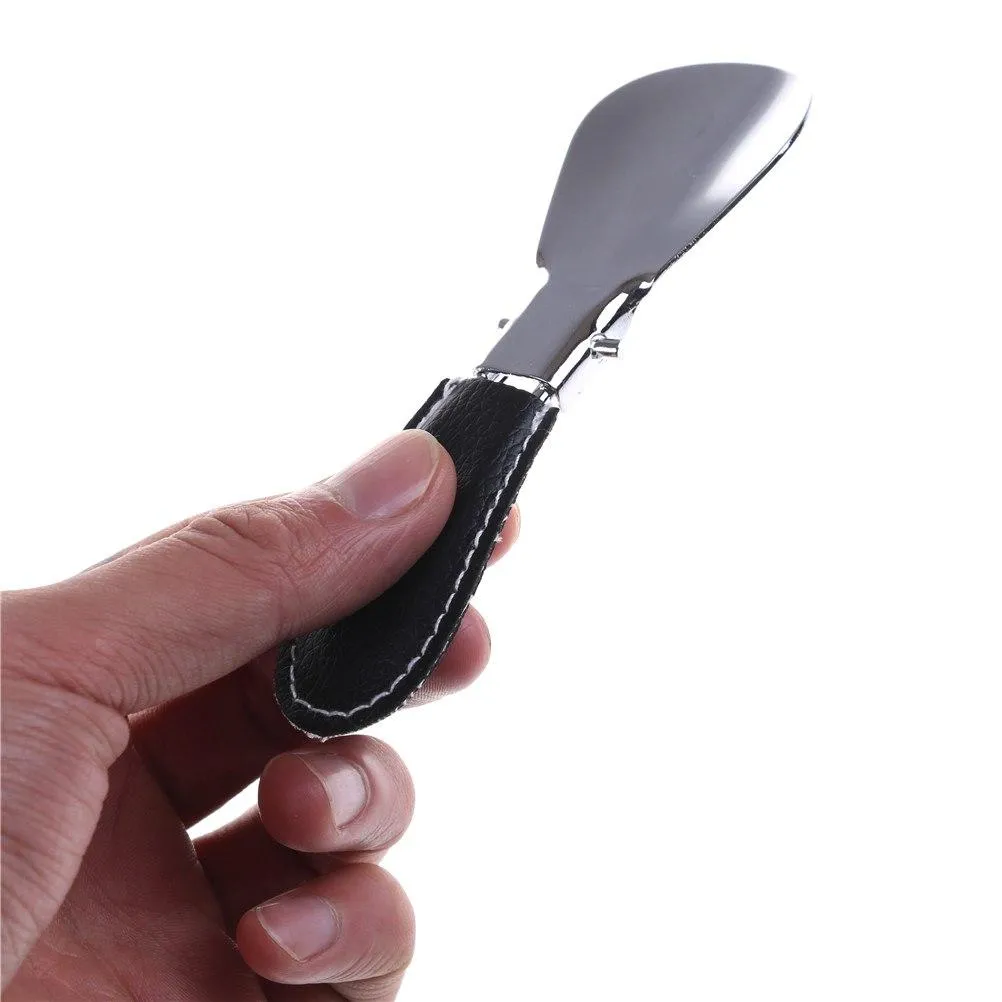 Foldable Tavel Metal Shoehorn With Leather Handle