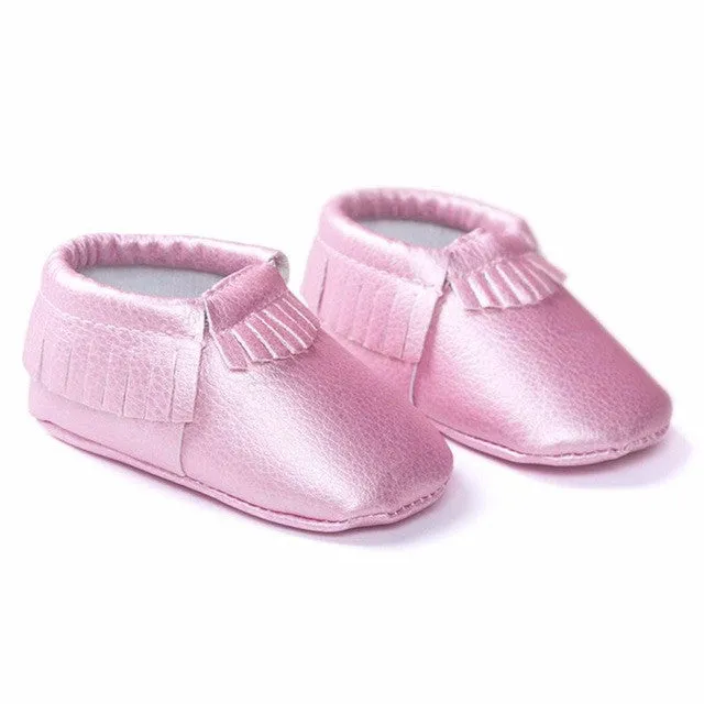 Free Shipping Tassels 26-Color PU Leather Baby Shoes Baby Moccasins Newborn Shoes Soft Infants Crib Shoes Sneakers First Walker