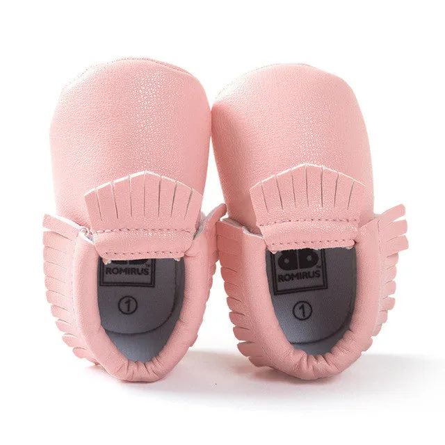 Free Shipping Tassels 26-Color PU Leather Baby Shoes Baby Moccasins Newborn Shoes Soft Infants Crib Shoes Sneakers First Walker