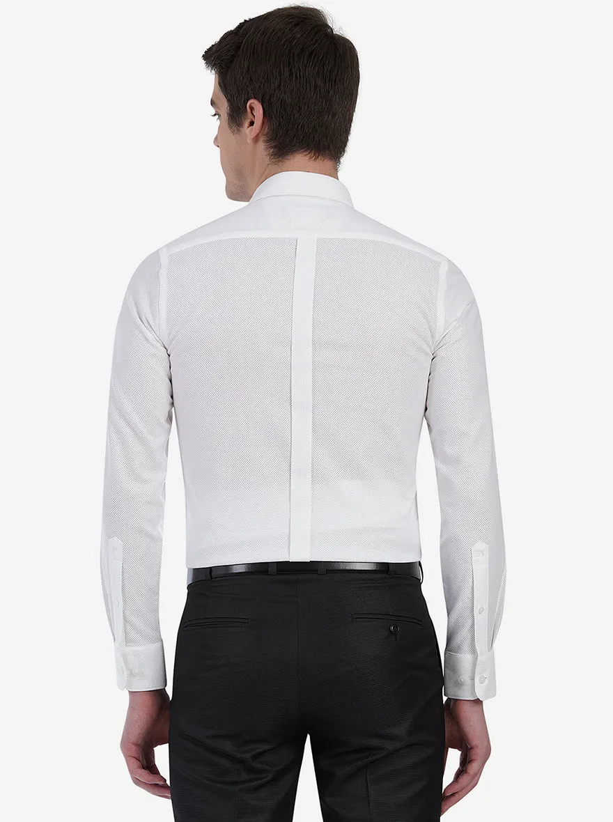 Glacier White Dobby Slim Fit Formal Shirt | JadeBlue