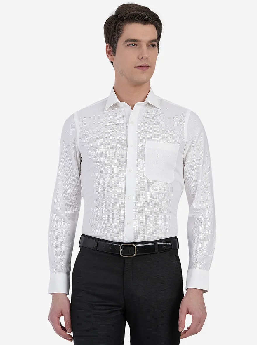 Glacier White Dobby Slim Fit Formal Shirt | JadeBlue