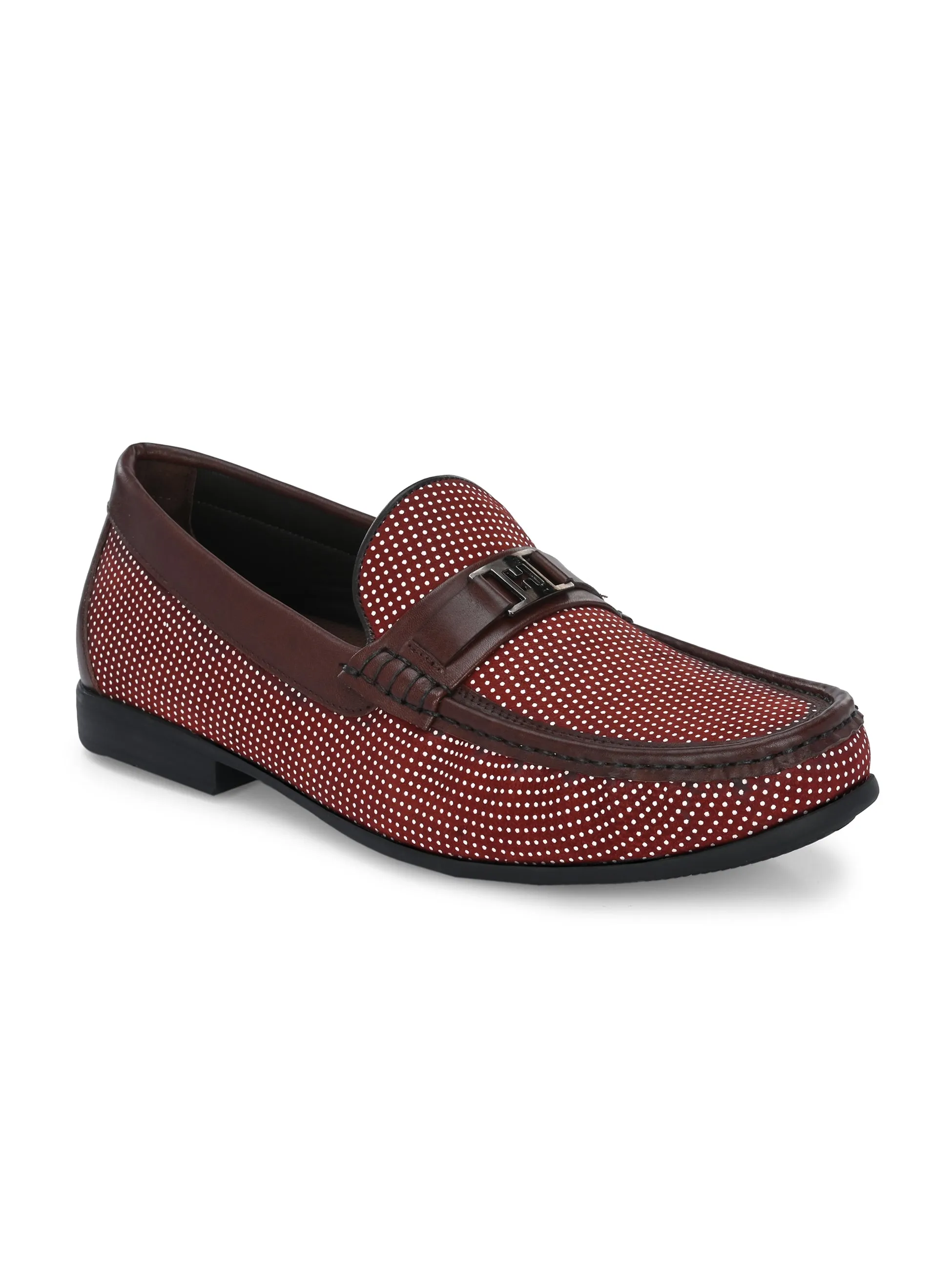 HITZ5345 Men's Red Leather Casual Loafers