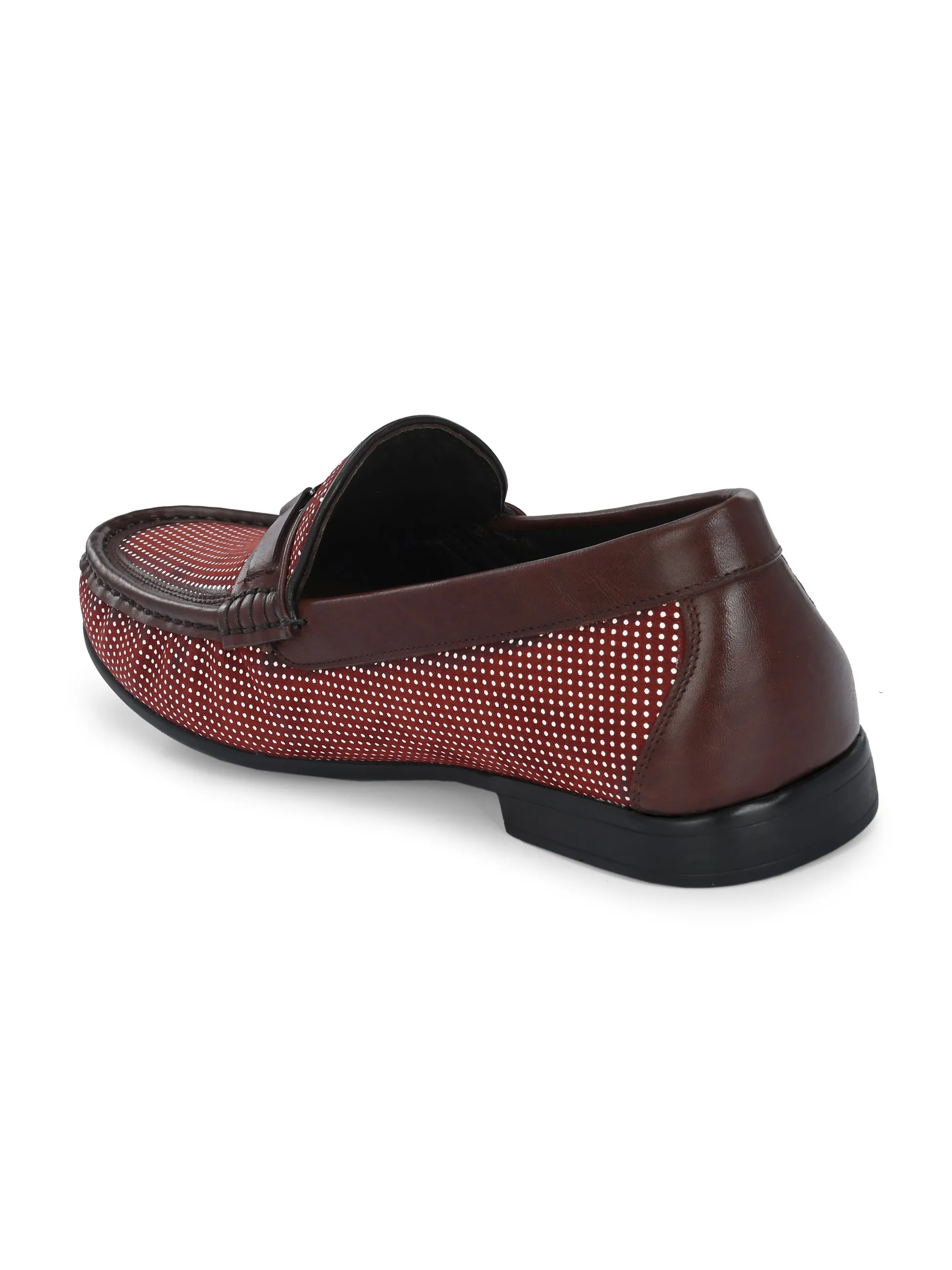 HITZ5345 Men's Red Leather Casual Loafers