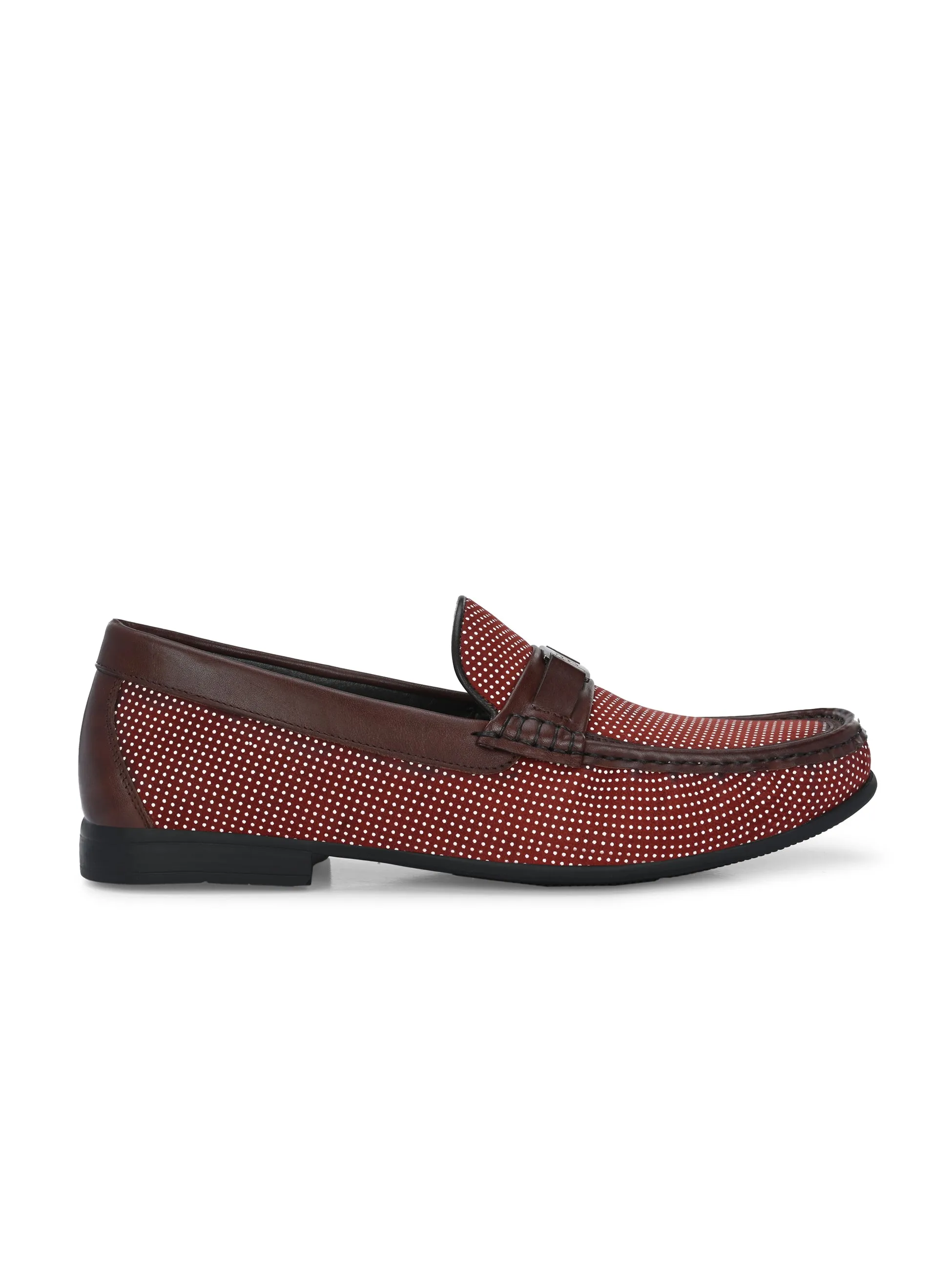 HITZ5345 Men's Red Leather Casual Loafers