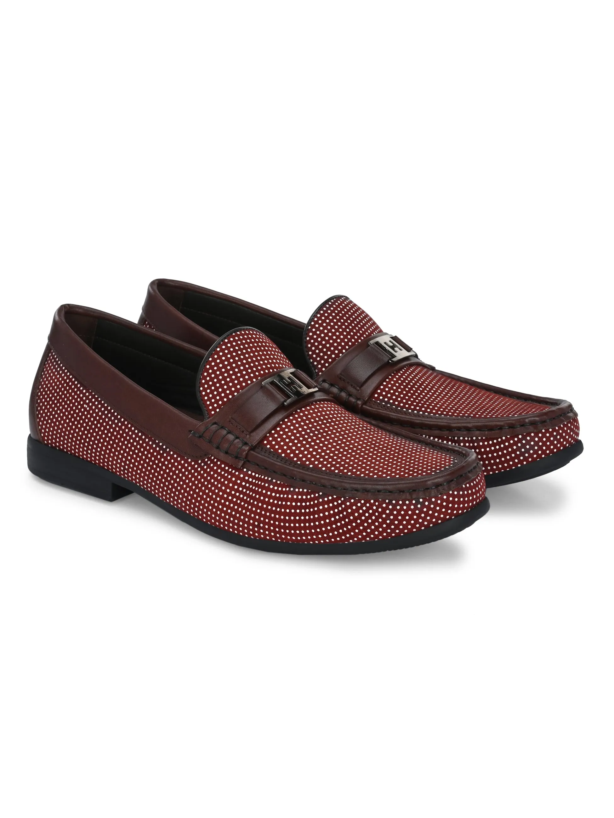 HITZ5345 Men's Red Leather Casual Loafers