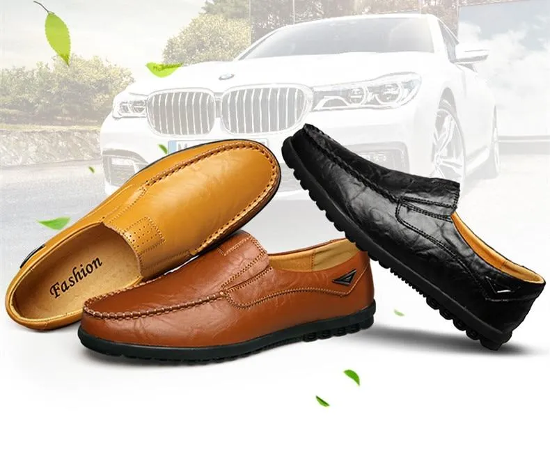 Kaegreel Men's Leather Non Slip Soft Sole Moccasins Driving Shoes Loafers