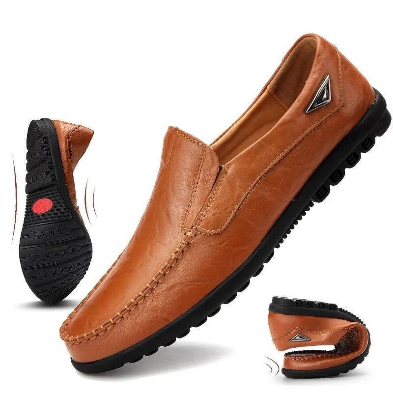 Kaegreel Men's Leather Non Slip Soft Sole Moccasins Driving Shoes Loafers