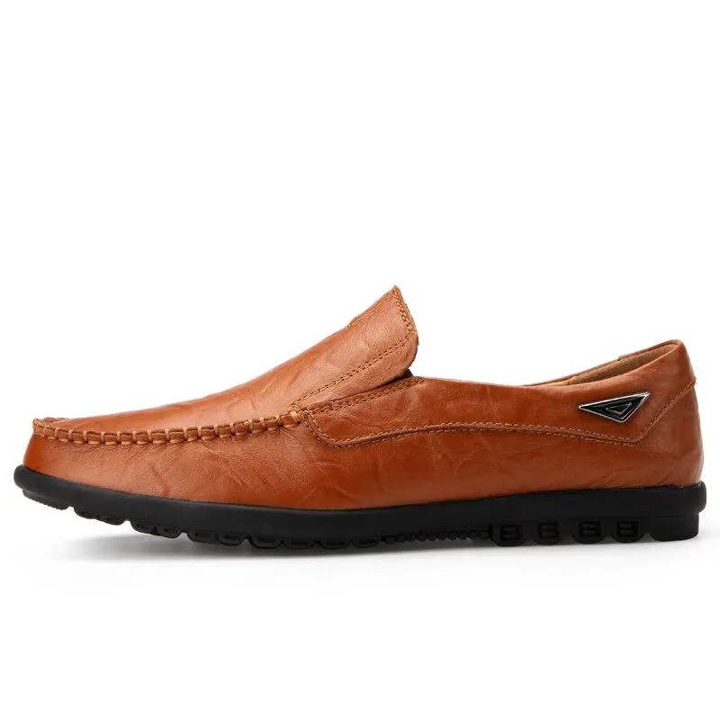 Kaegreel Men's Leather Non Slip Soft Sole Moccasins Driving Shoes Loafers