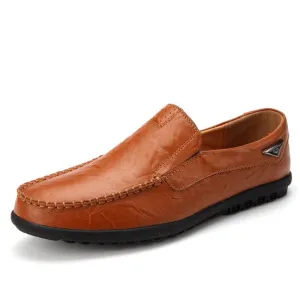 Kaegreel Men's Leather Non Slip Soft Sole Moccasins Driving Shoes Loafers