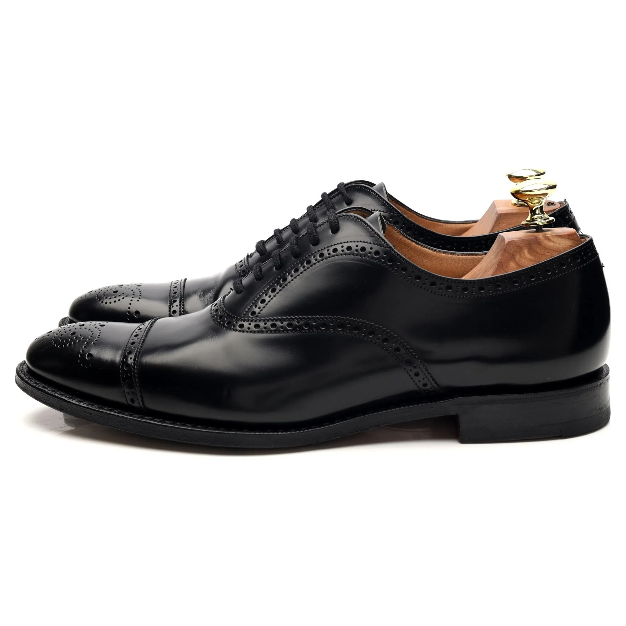 'London' Black Leather Oxford Brogue UK 7 F