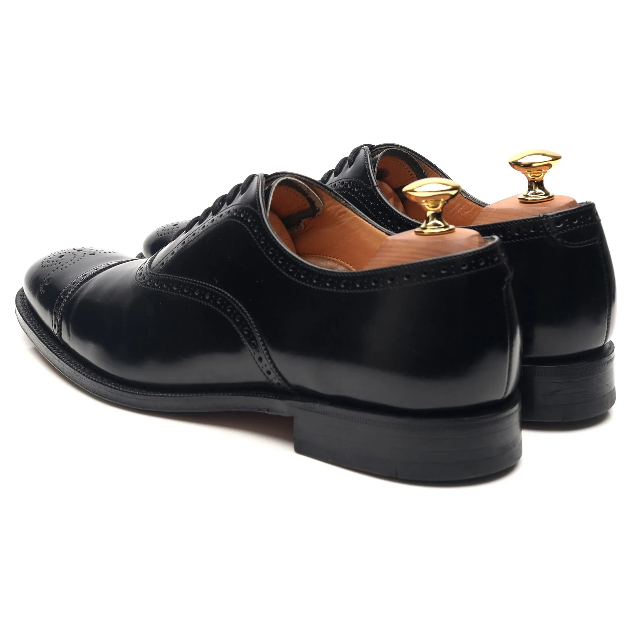 'London' Black Leather Oxford Semi Brogues UK 6 F