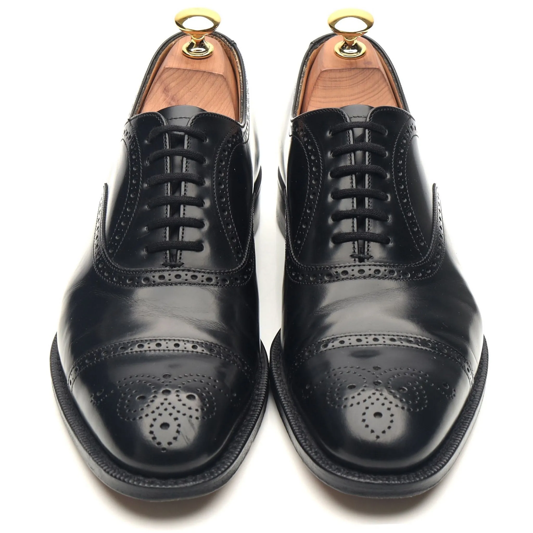 'London' Black Leather Oxford Semi Brogues UK 6 F