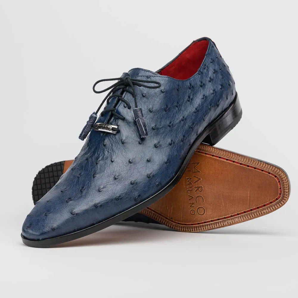 Marco Di Milano Criss Ostrich Navy Tassel Laced Oxford Shoes