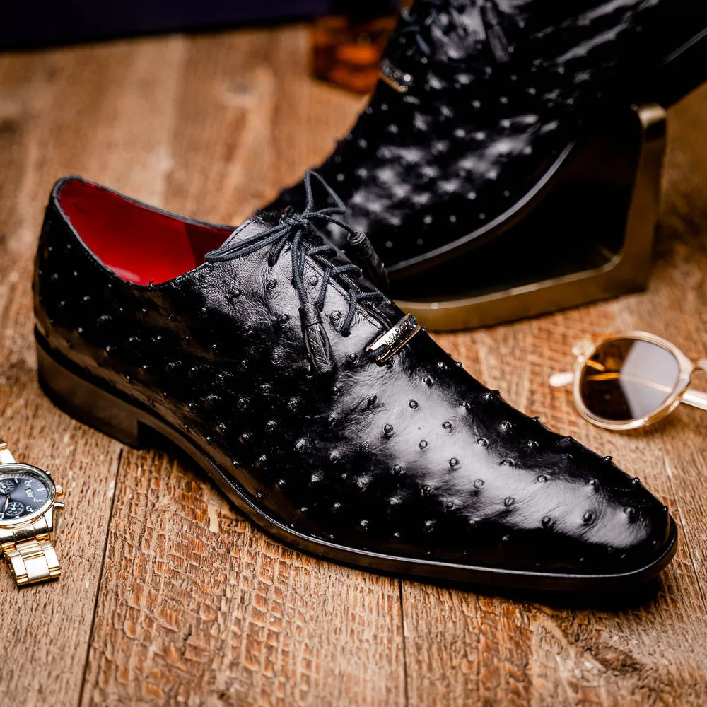 Marco Di Milano Criss Oxford Black Ostrich Shoes