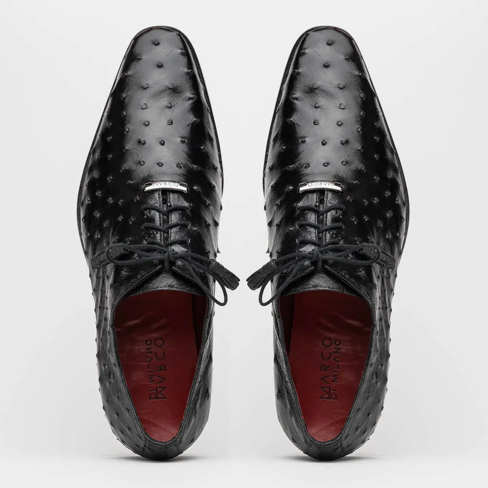 Marco Di Milano Criss Oxford Black Ostrich Shoes