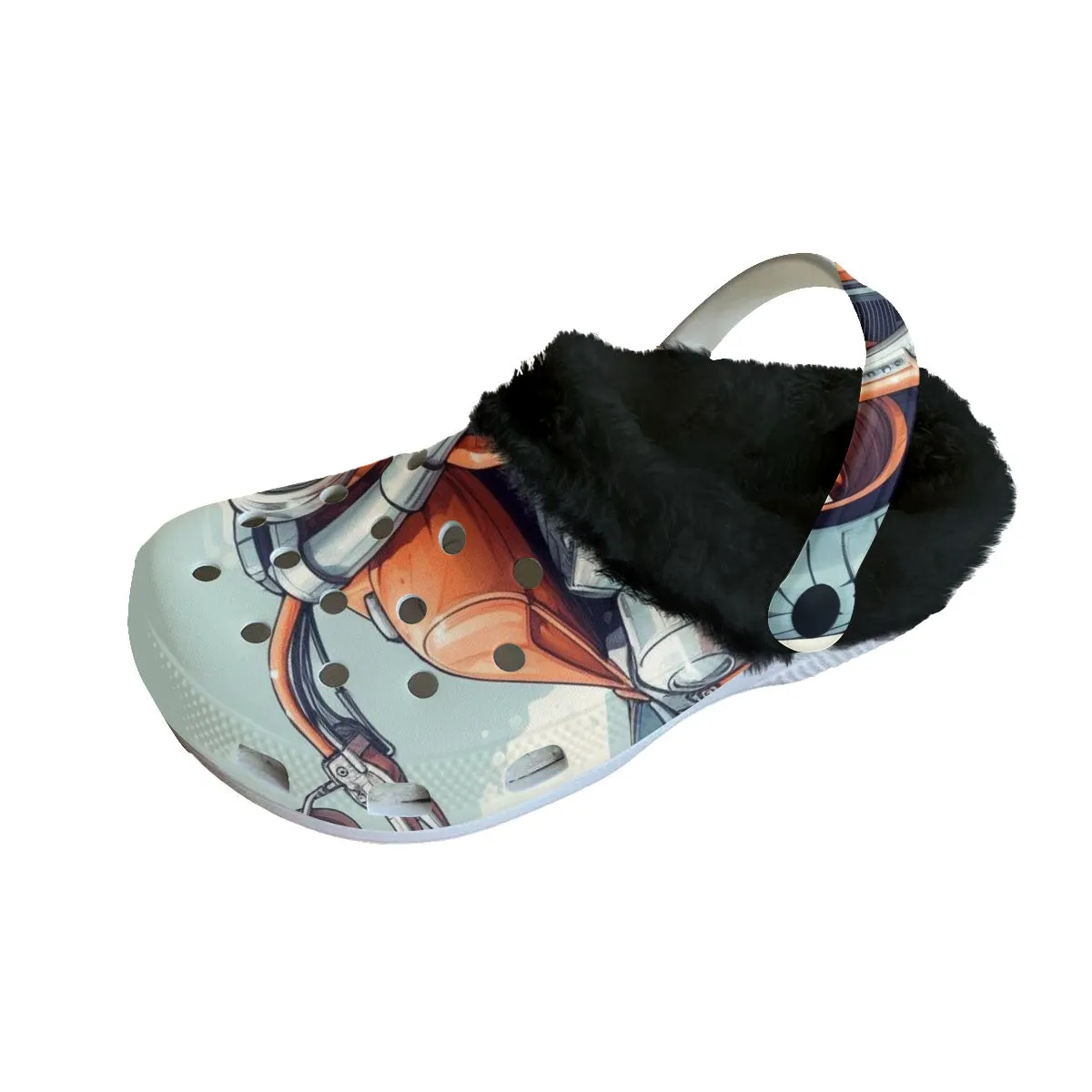 MC #4 Men's Classic Clogs with Fleece motorcycle print