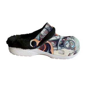 MC #4 Men's Classic Clogs with Fleece motorcycle print