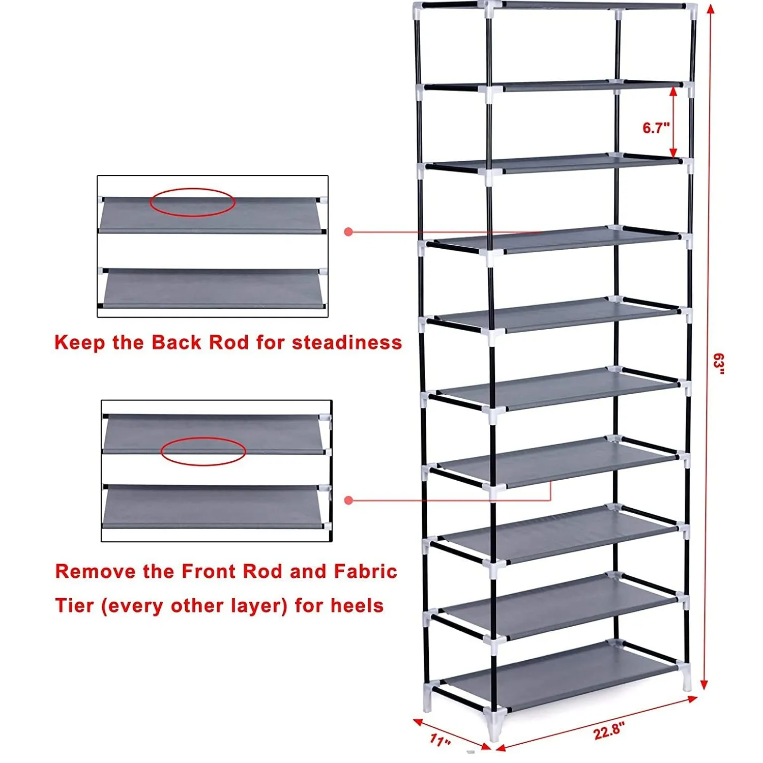 Mekek 9 Tier Shoe Cabinet with Dustproof Cover