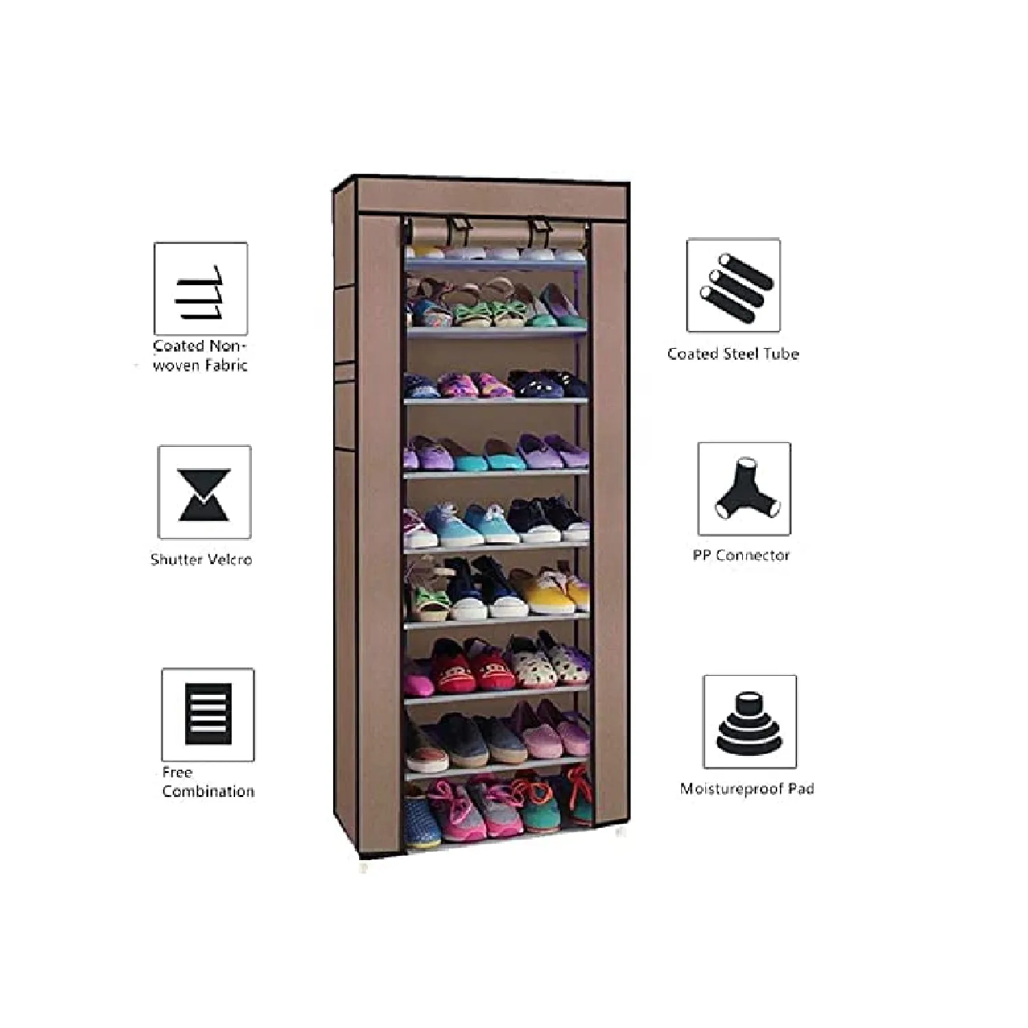 Mekek 9 Tier Shoe Cabinet with Dustproof Cover