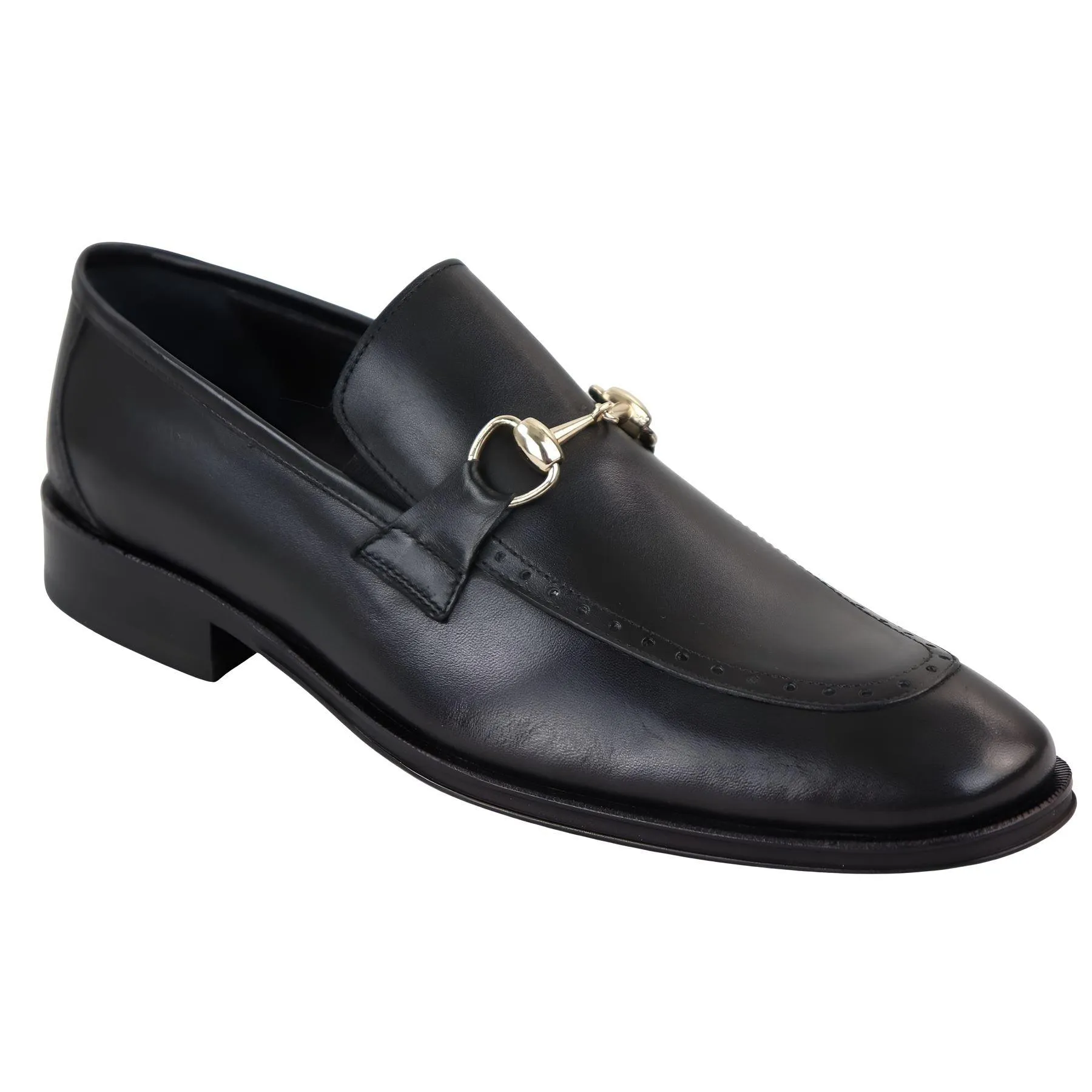 Men's Black Moccasin Loafers Shoes Slip On Genuine Leather Formal Shoe