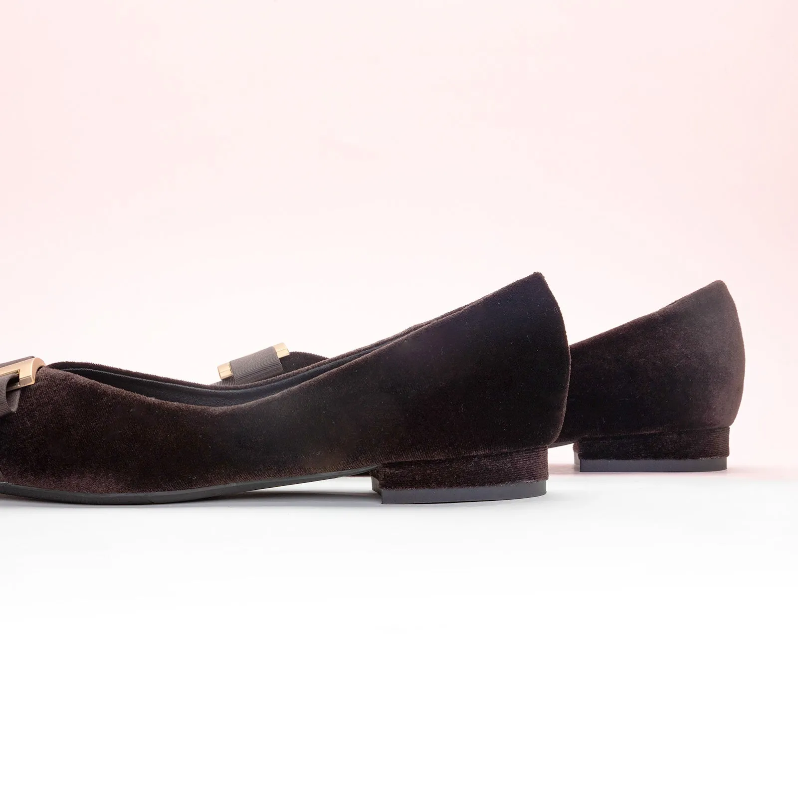 Metal Tie Velvet Flats (Aida)