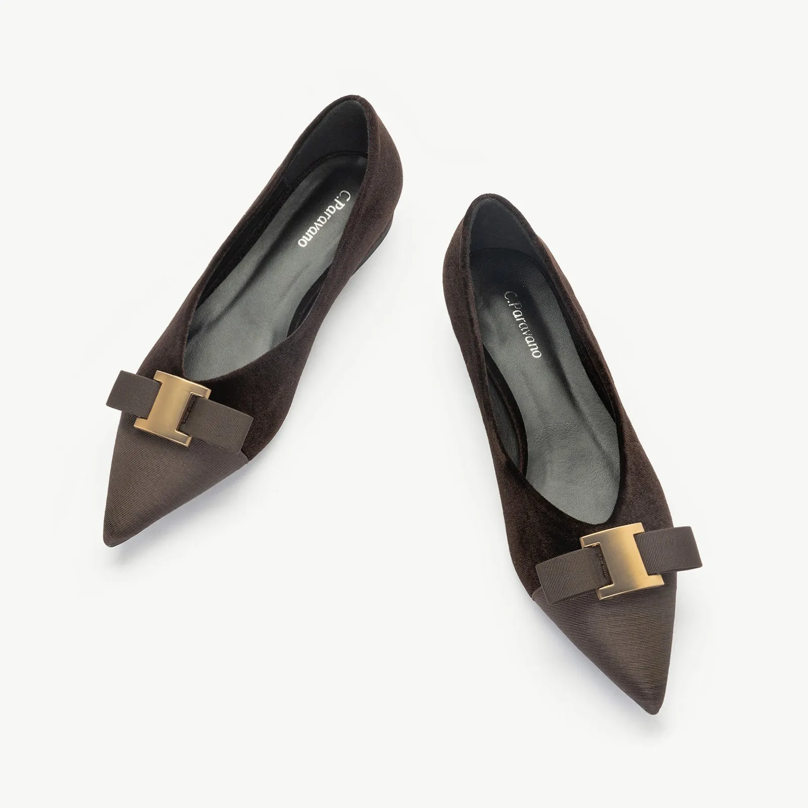 Metal Tie Velvet Flats (Aida)