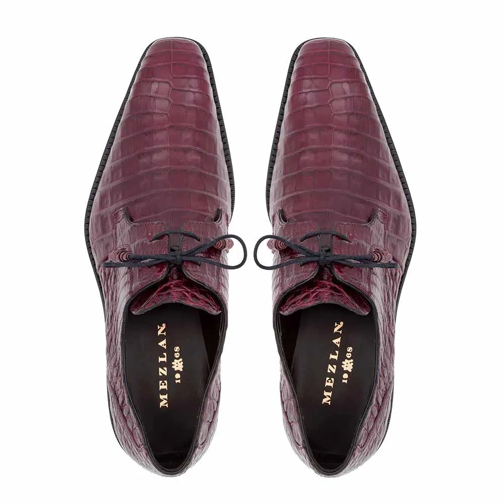 Mezlan Anderson Burgundy Genuine Crocodile Lace-Up