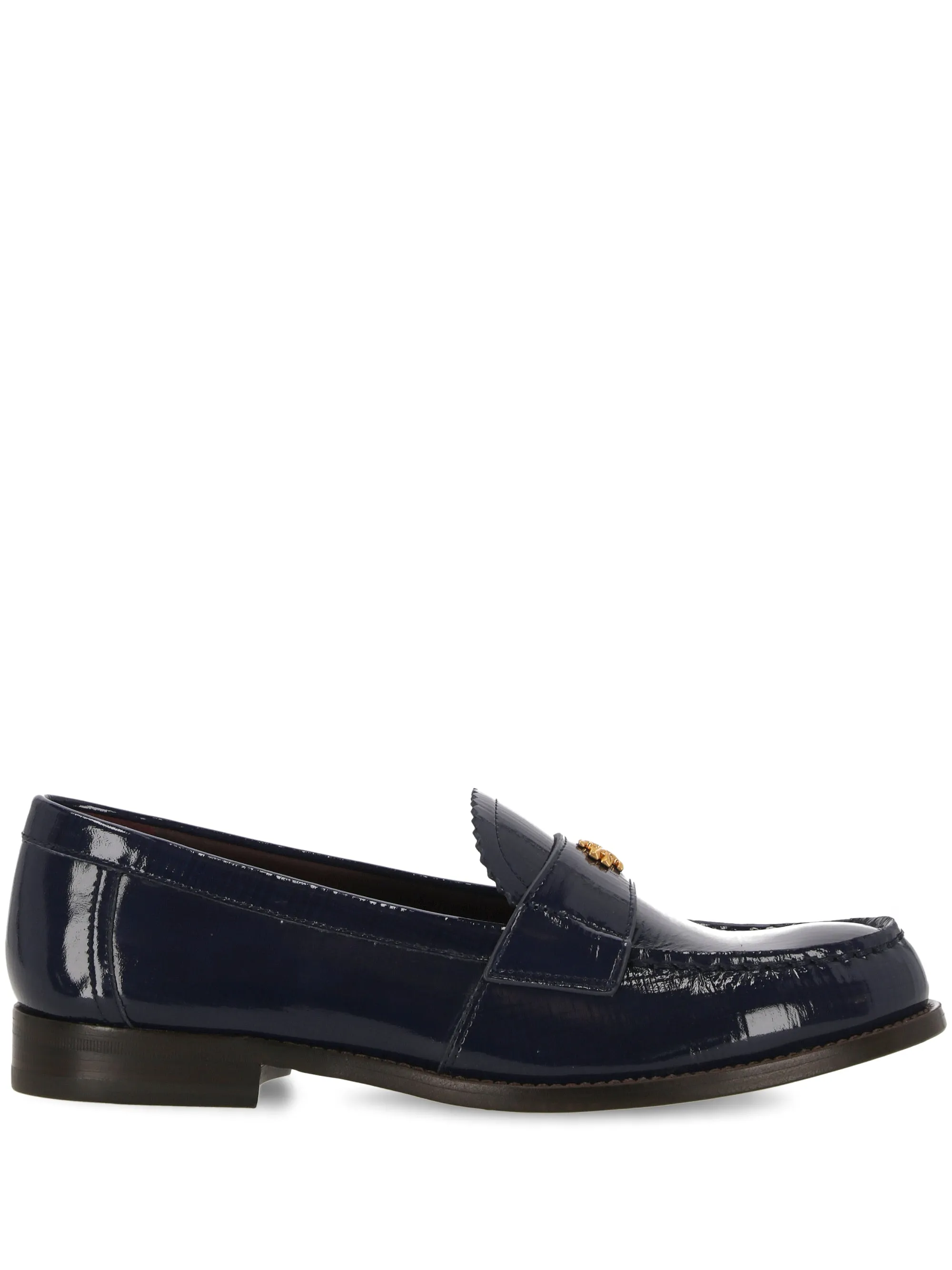 Midnight Navy Leather Flat Shoes