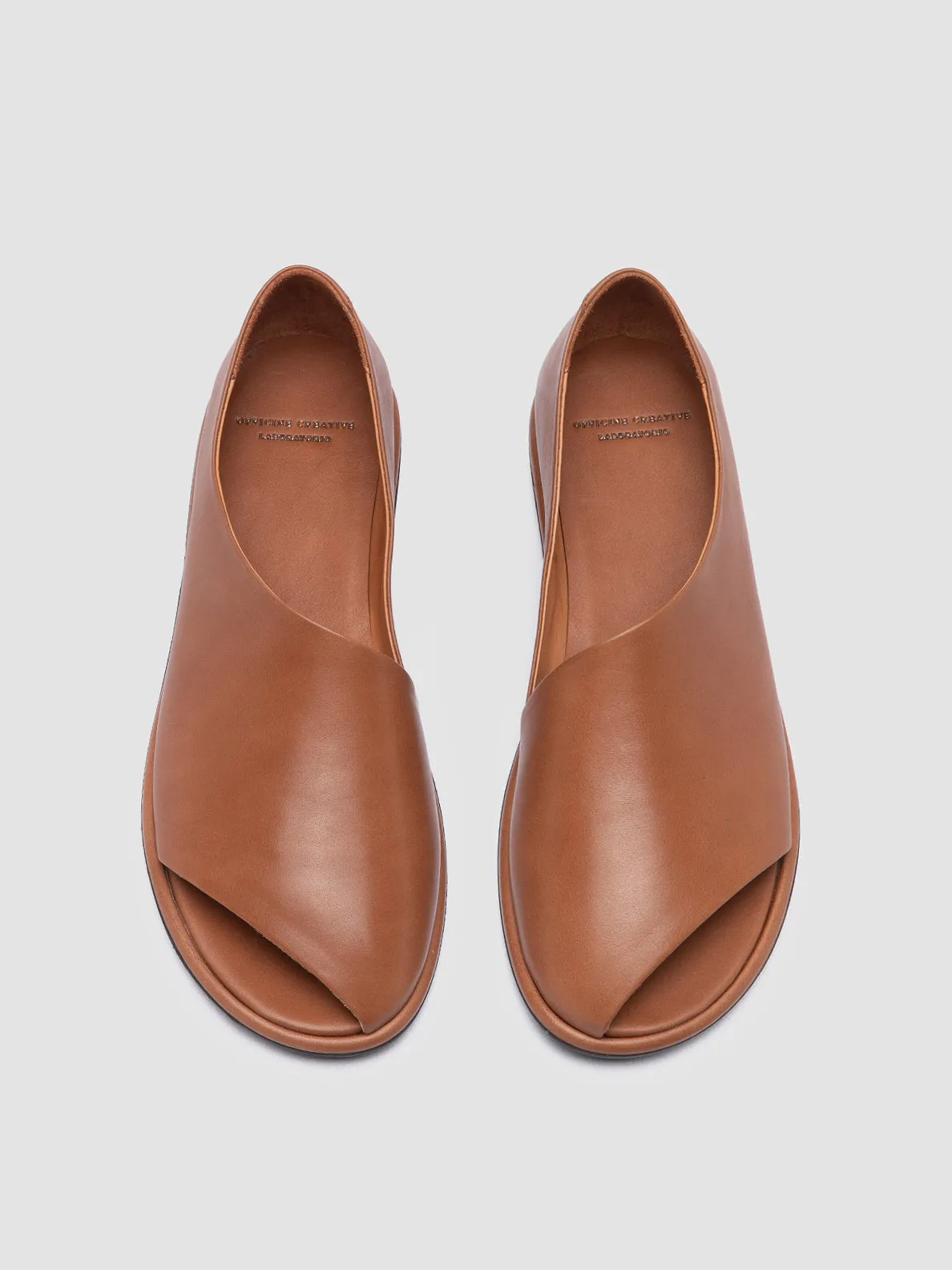 MIENNE 102 - Brown Leather Peep Toe Shoes